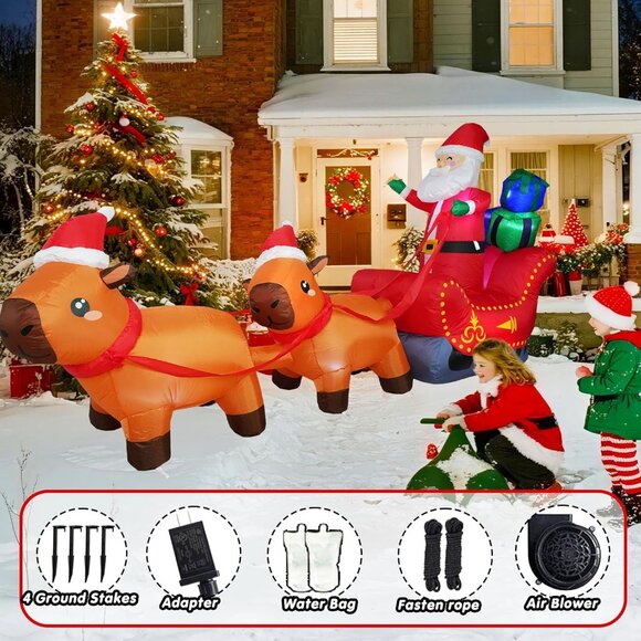 ⚡8FT Christmas Inflatable Santa Claus Capybara and Gift Boxes Outdoor Decoration - Picture 3 of 7